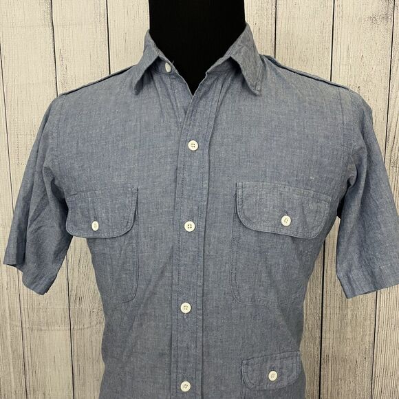 Bullock & Jones Men's Medium Blue Short Sleeve Button-Front Shirt - Picture 1 of 8